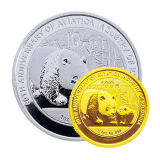 新中国航空工业建立60周年熊猫加字金银纪念币