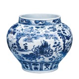 《鬼谷下山》青花罐