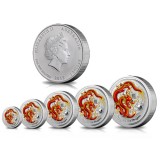 澳洲2012年龙年生肖彩色银币套装(五枚)