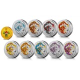 澳洲2012年龙年生肖彩色金银币套装(1盎司×9银+1/4盎司金)