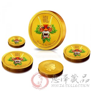 澳洲2012年龙年生肖彩色金币套装(五枚)