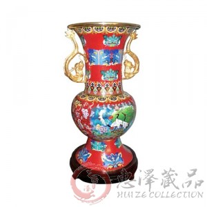 景泰蓝《松岭贺寿双龙瓶》