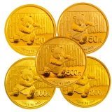 2014版熊猫金币5枚套装