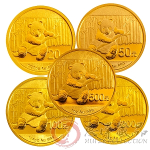 2014版熊猫金币5枚套装