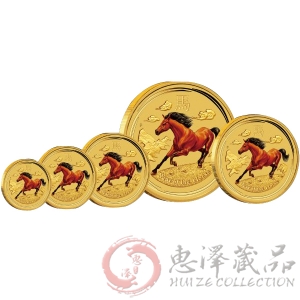 澳洲2014马年彩色金币五枚套装