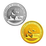 中国建设银行成立60周年熊猫加字金银币(1/4盎司金+1盎司银)