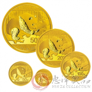 2016年熊猫金币5枚套装