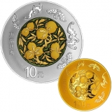 2016吉祥文化五福拱寿金银币