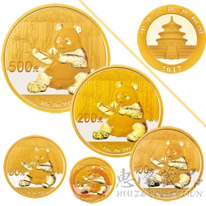 2017年熊猫金币5枚套装