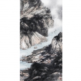 程振国《峡里一江云》136×68cm