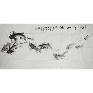 陈洪《得水如龙》136x68cm