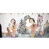 赵锦龙《花开溪畔流水香》136×68cm