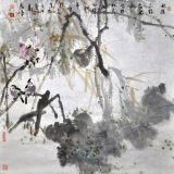 高广峰《秋阴不散霜飞晚  留得枯荷听雨声》 四尺斗方