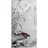 张坚盛《 听秋图》四尺对开