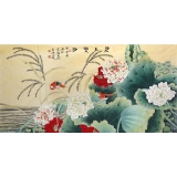 贾广健《碧玉双栖》四尺对开