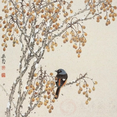 郭慧庆《花鸟四》45×45cm