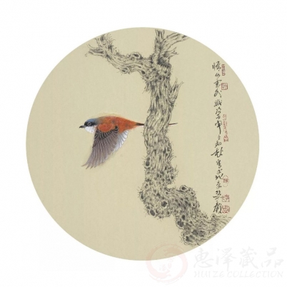 郭慧庆《花鸟八》斗方