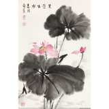 霍春阳《芙蓉出水》三尺竖幅