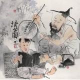 戴顺智《读书图》斗方