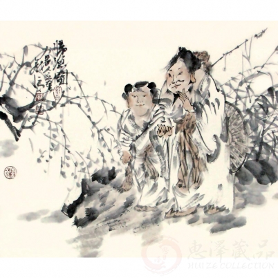 张立奎《归渔图》50×50cm