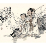 张立奎《归渔图》50×50cm