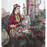 李毅《少女与艾捷克》斗方