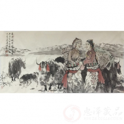 李毅《草原风情图》四尺横幅