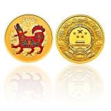 2018狗年生肖150克圆形彩色金币