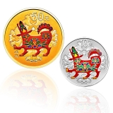 2018狗年生肖圆形彩色金银币