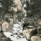 段铁《茂林隐居图》四尺斗方