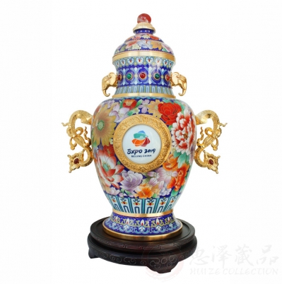 戴嘉林景泰蓝世园百花尊