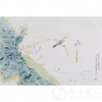 刘换天没骨花鸟--清香四溢 138*68cm