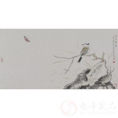 刘换天没骨花鸟-谷鸟一声幽 138*68cm